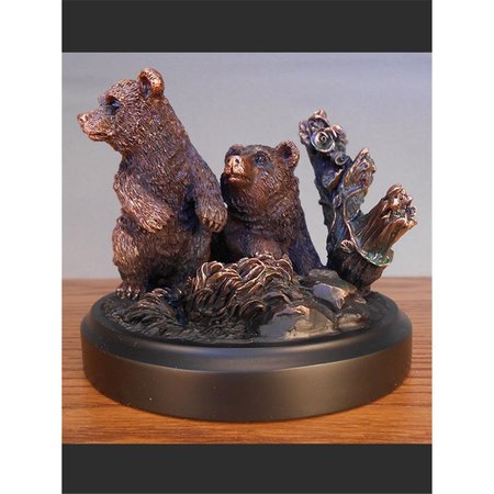 MARIAN IMPORTS F 5.5 x 4.5 in.Treasure of Nature Howling Bronze 2 Bear Statue 13027